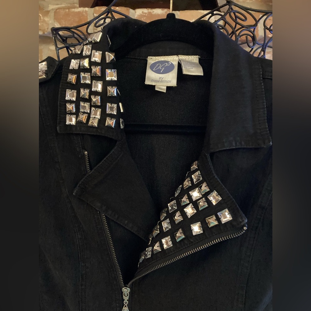 DG2 Black Studded Denim Jacket - Picture 3 of 7
